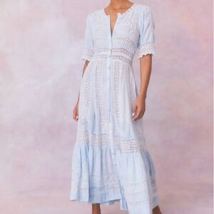 UNWORN LoveShackFancy Minka Stripe Hand Dye Lace Maxi Dress